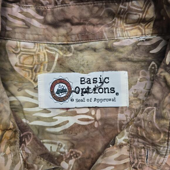 Basic Options Shirt Mens Extra Large Brown Sea Turtle Hawaiian Button Up Casual - Picture 5 of 8